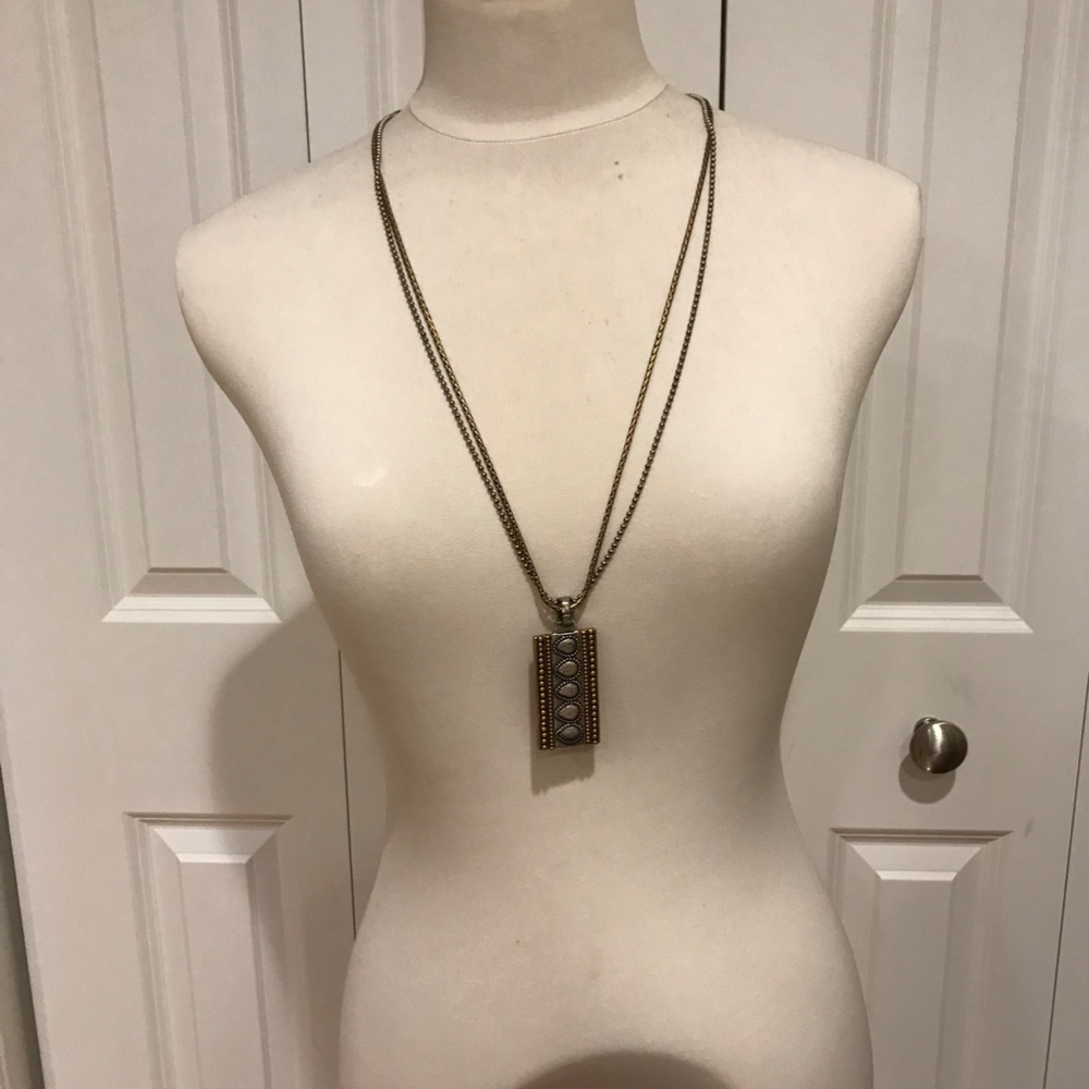 Boho double chained pendant necklace